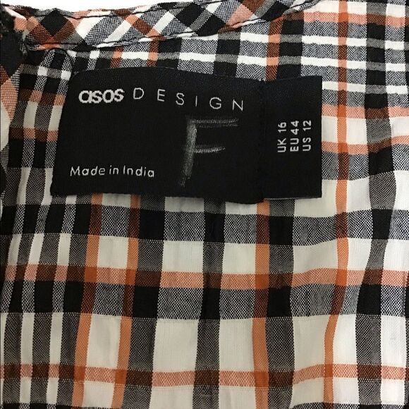 ASOS DESIGN Belted Extreme Sleeve Checkered Print Jumpsuit Size 12 NWOT - Picture 7 of 12